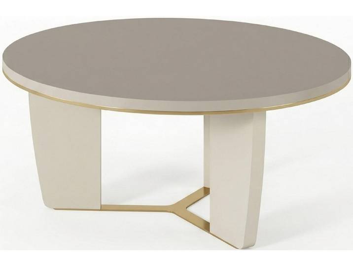 Xlmoebel Couchtisch Moderner Runder Weißer Couchtisch Gold Akzent Wohnzimmer Luxus Design (1-St., 1-tlg)