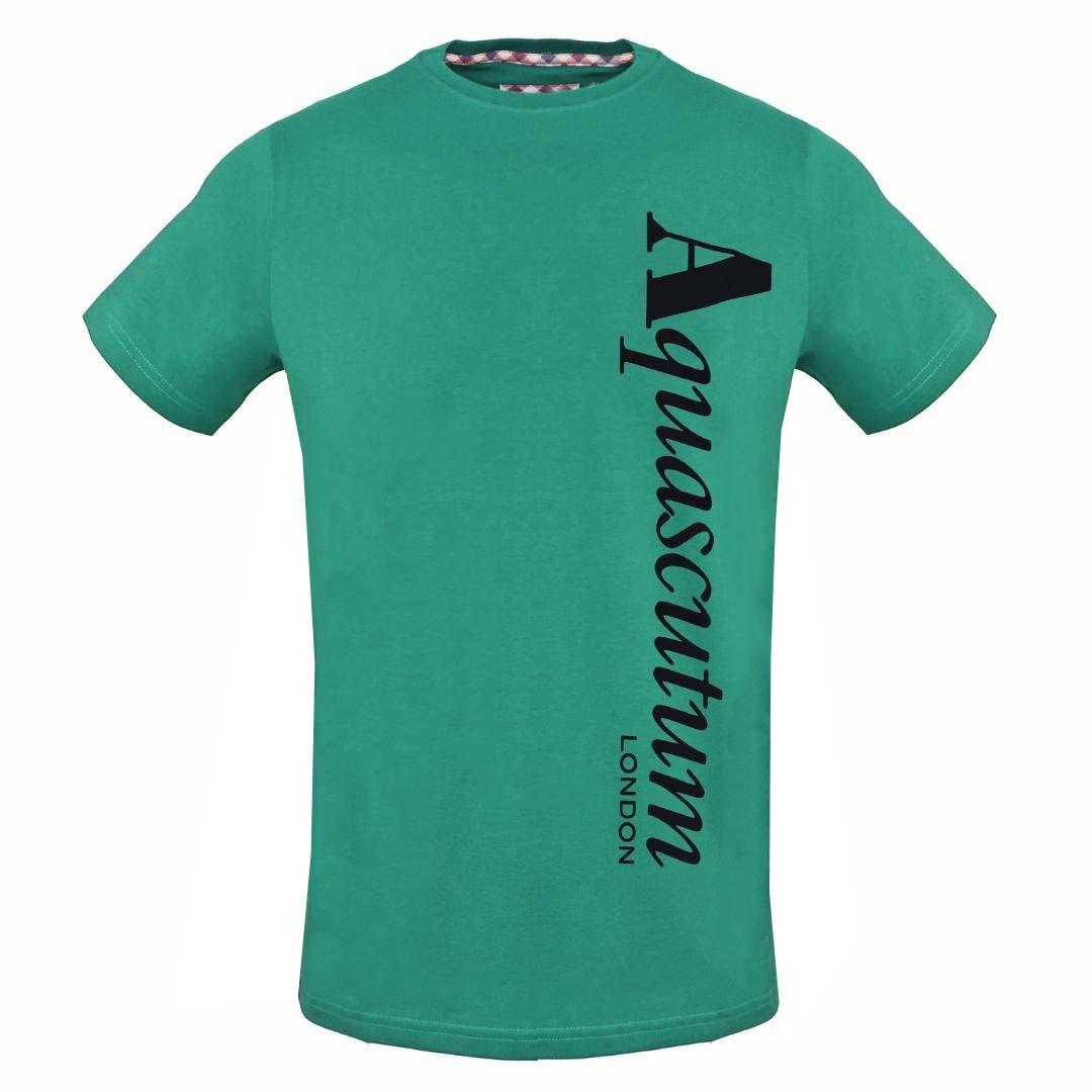 Aquascutum Vertikales Logo Grünes T-Shirt