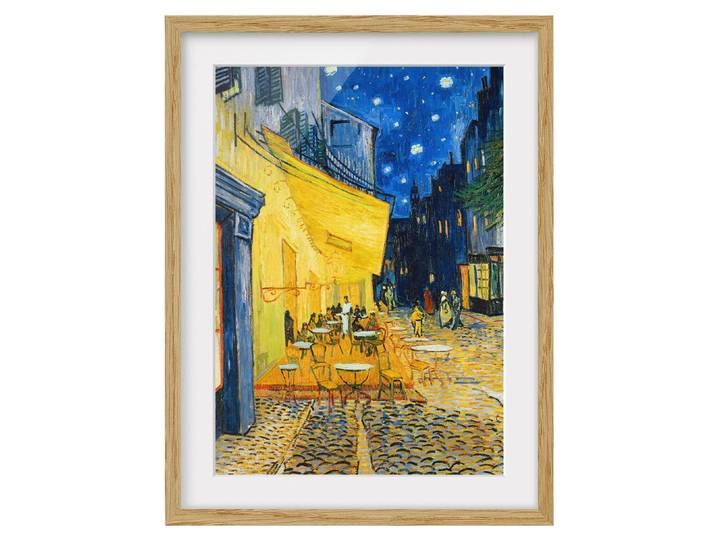 Impression art terrasse café d’Arles IV Chêne massif naturel Multicolore 30 x 40cm