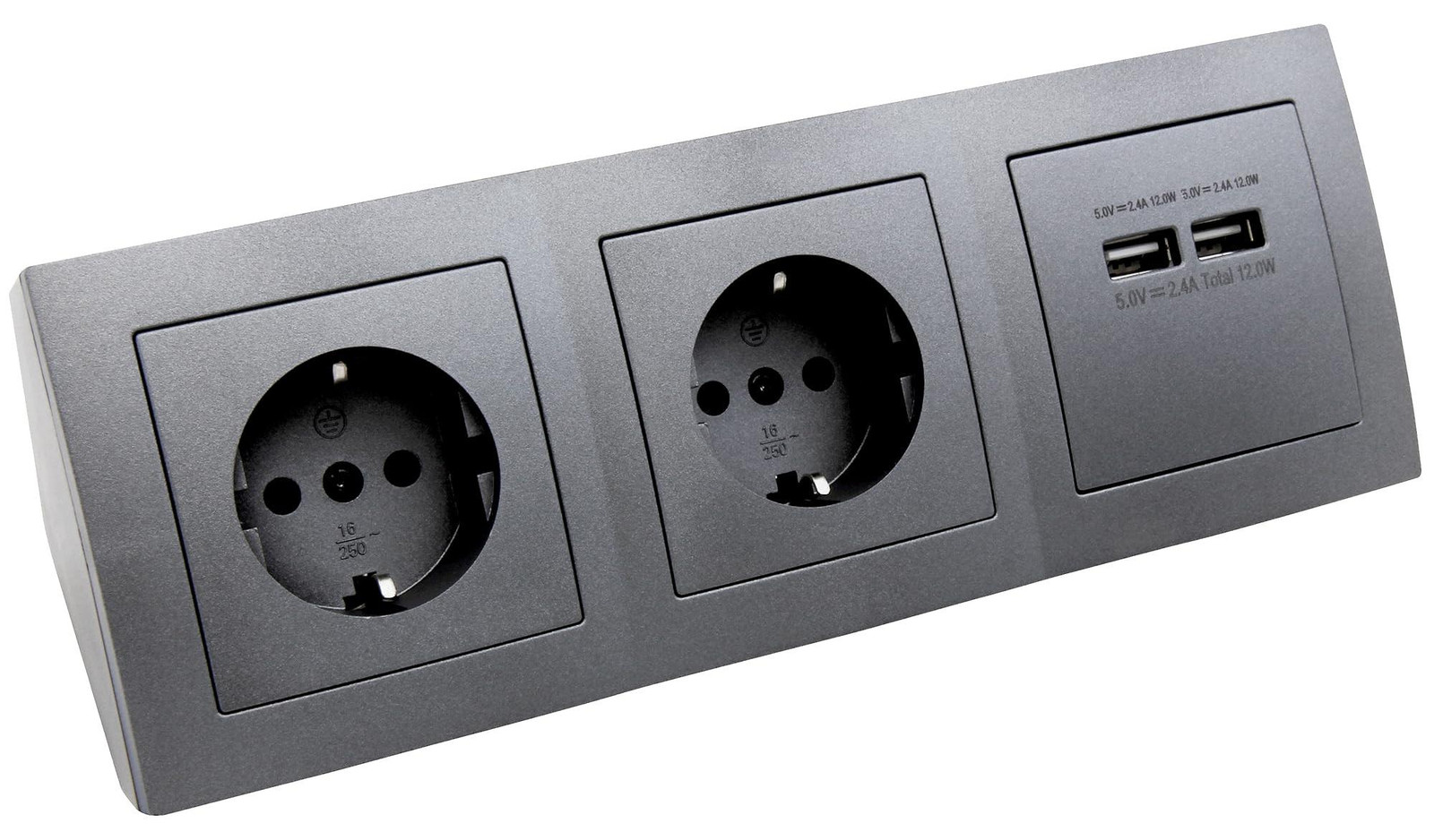 Selius Stopcontactdoos met 2 geaarde contactdozen en 2 USB-poorten