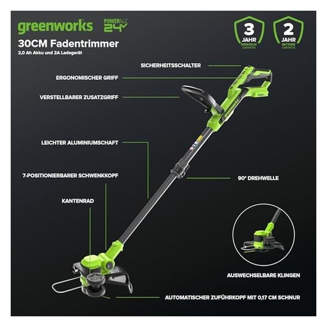 Greenworks Tagliabordi Senza Filo (Kunststoffmesser, Trimmfaden) (ST24B410-00)