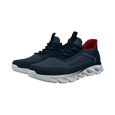 Slip-On Sneaker BUGATTI, Herren, Gr. 42, Textil, blau (dunkelblau), Schuhe, Freizeitschuh, Schlupfschuh mit aufgesetzter Schnürung