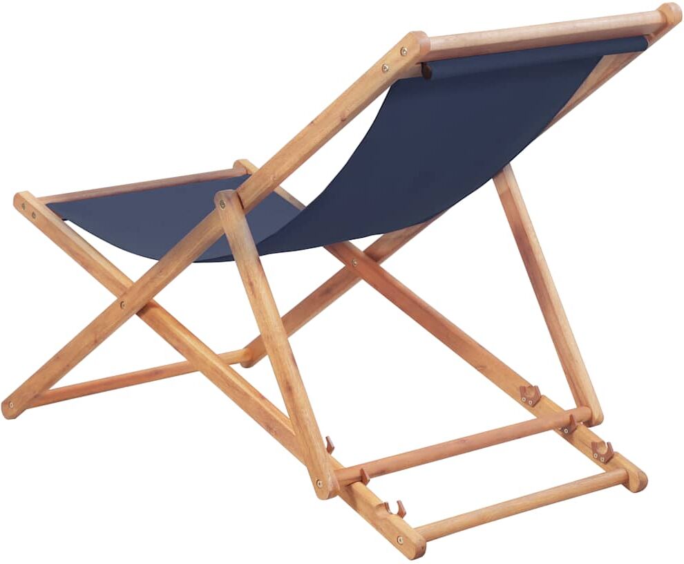 vidaXL Chaise pliante en tissu et structure en bois bleue