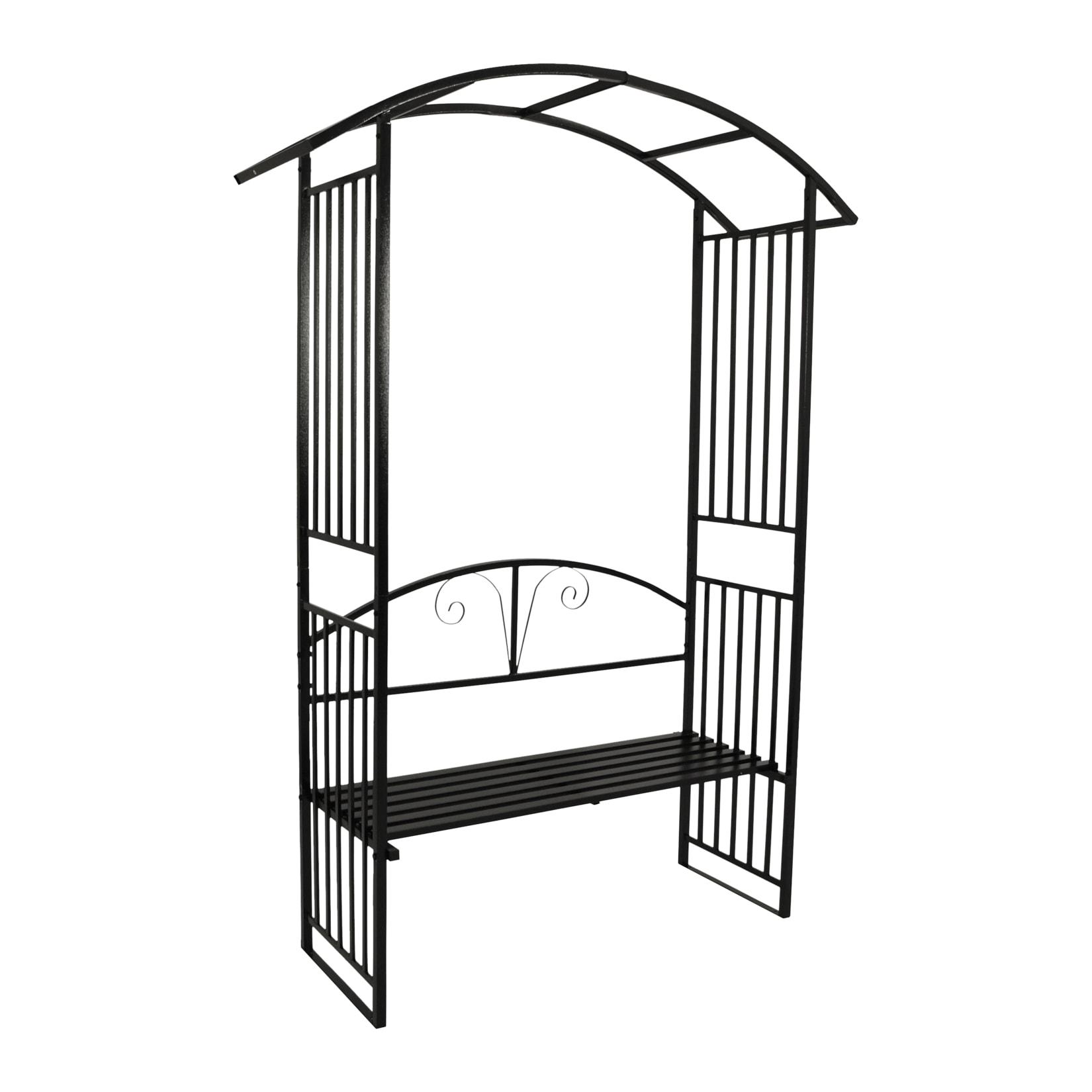 Rosenbogen AVIGNON 220x155cm mit Sitzbank, Metall schwarz