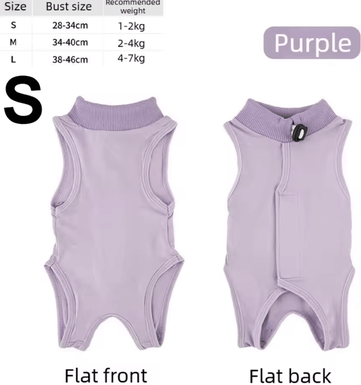 Inspire Curations ComfortShield Cat Recovery Jumpsuit For Post Surgery Healing & Wound Protection purple s