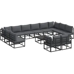 vidaXL Gartensofa-set mit Kissen 13 pcs Schwarz Aluminium