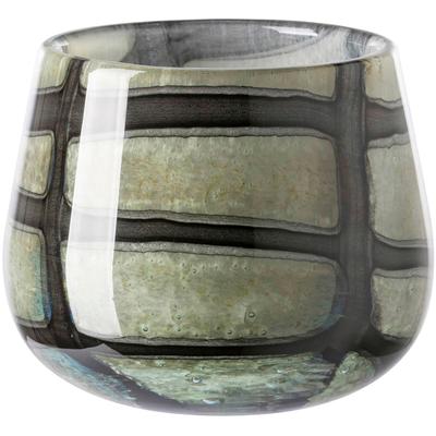 Tischvase FINK "MARLY", grün (hellgrün, schwarz), H:11cm Ø:13,5cm, Glas, Vasen, Dekovase, Blumenvase, Windlicht, Vase aus Glas