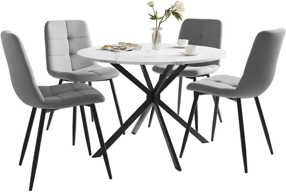 George Oliver Dining Table And Chairs Set Of 4, Folding Round Dining Table With 4 Chairs For Dining Room,Kitchen,Living Room Grey/White 4