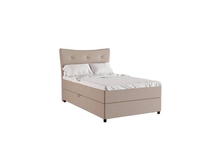 Homesy Boxbett Nevada 120x200 cm Polsterbett mit hochwertiger Bonell-Matratze und Topper - cappuccino, Cappuccino, Holz, Mode, 120x200 cm, Schlafzimmer, Betten, Boxspringbetten