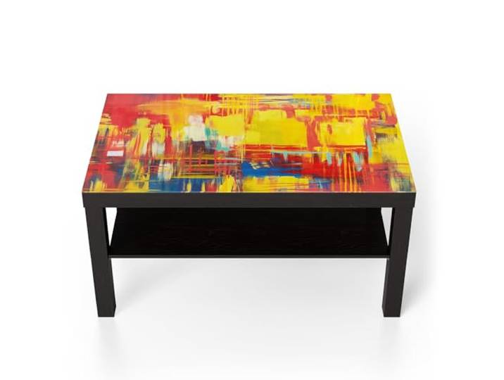 DEQORI Glastisch schwarz groß 90x50 cm Motiv Feuerwerk der Farben ausgefallener Beistelltisch aus Glas Hochglanz Couchtisch fürs Wohnzimmer moderner Couch Tisch mit Design