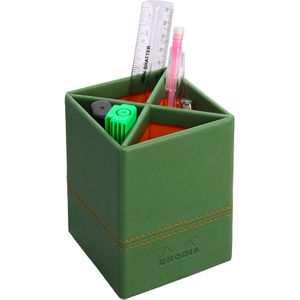 Rhodia Stiftehalter 194530C, Kunstleder, 4 Fächer, salbei