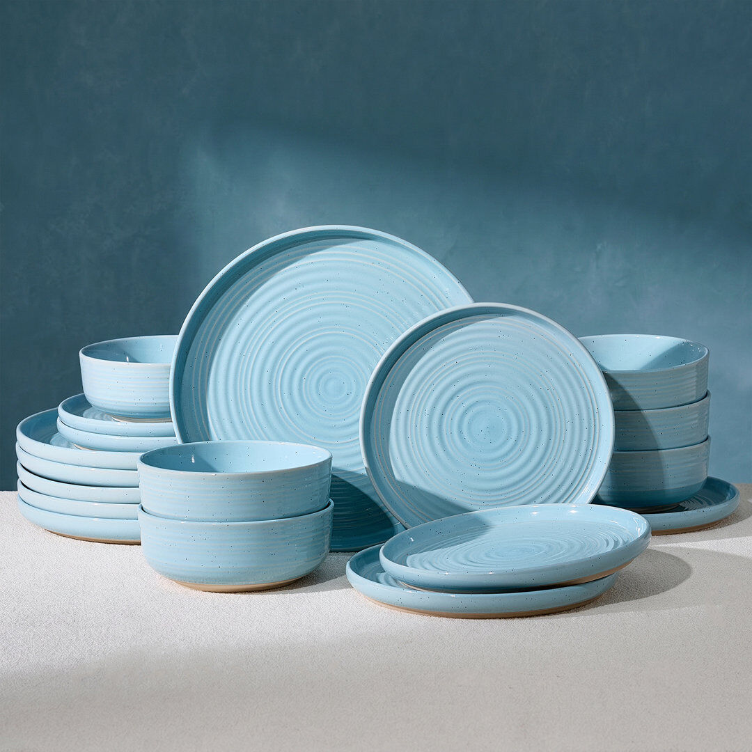 Latitude Run Stoneware Dinnerware Set Piece - Service for 6 Ice Blue