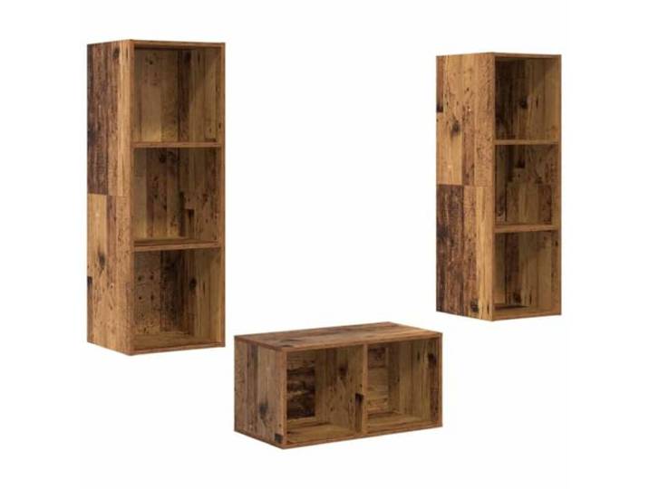 KTHLBRH Set TV-Möbel zur Wandmontage, aus Holz, 3-teilig Regal, 35,5 x 33,5 cm, 7 Ebenen, Wandmontage, nur für den Innenbereich, 29 kg