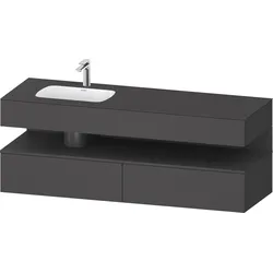 Duravit Collection One Einbauwaschtisch mit Konsolenwaschtischunterbau, 1600x550x600mm, Nische Graphit matt, Becken links, QA4795049490000, Farbe: Graphit matt