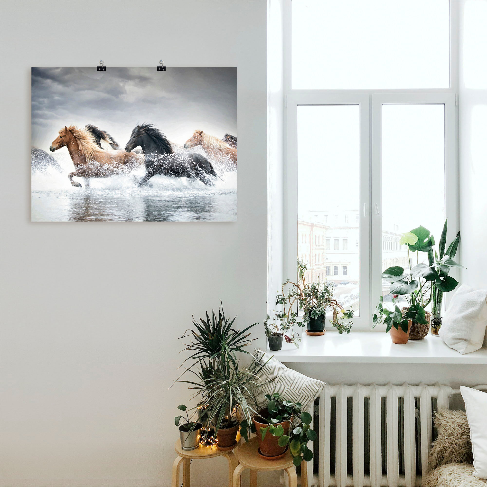 Wandbild ARTLAND "Pferderennen V", beige (farbe bild(er): naturfarben), B:60cm H:45cm, Bilder, Wandbild, als Leinwandbild, Poster in verschied. Grössen farbe bild(er): naturfarben B/H/T: 60cm x 45cm, Poster Pferdebilder Querformat, 1 Stk.