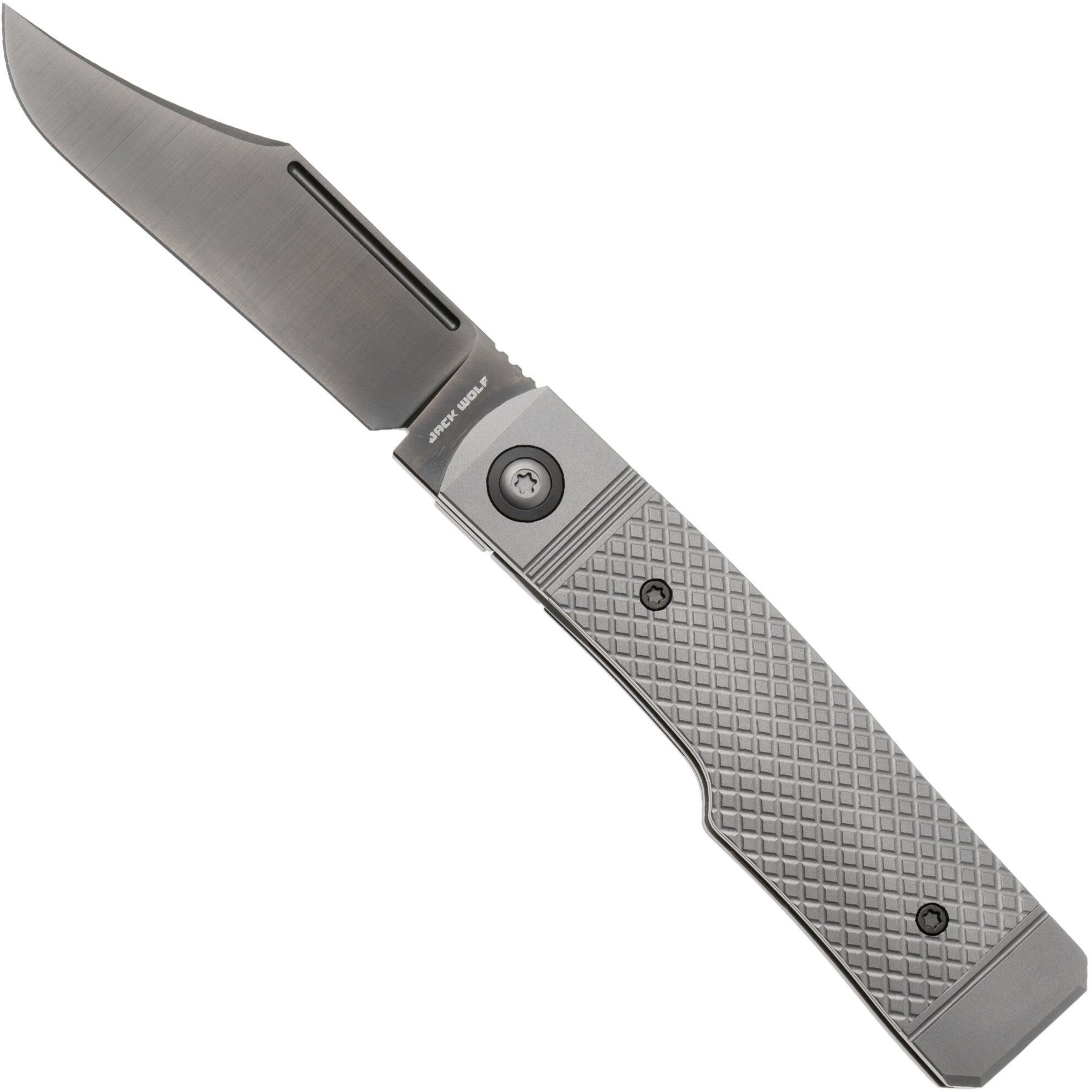 Jack Wolf Knives Jack Wolf Gunslinger Jack GUNSL-03-TI-XHATCH Titanium Cross Hatch, coltello da tasca