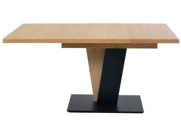 Esstisch K+W KOMFORT & WOHNEN Giacomo III mit Ansteckplatte erweiterbar , braun (asteiche bianco, asteiche bianco, schwarz, asteiche bianco), B:120cm H:75cm T:90cm, Tische, Esstisch, Esstisch in Asteiche bianco furniert, Untergestell im 2 Farben-Mix