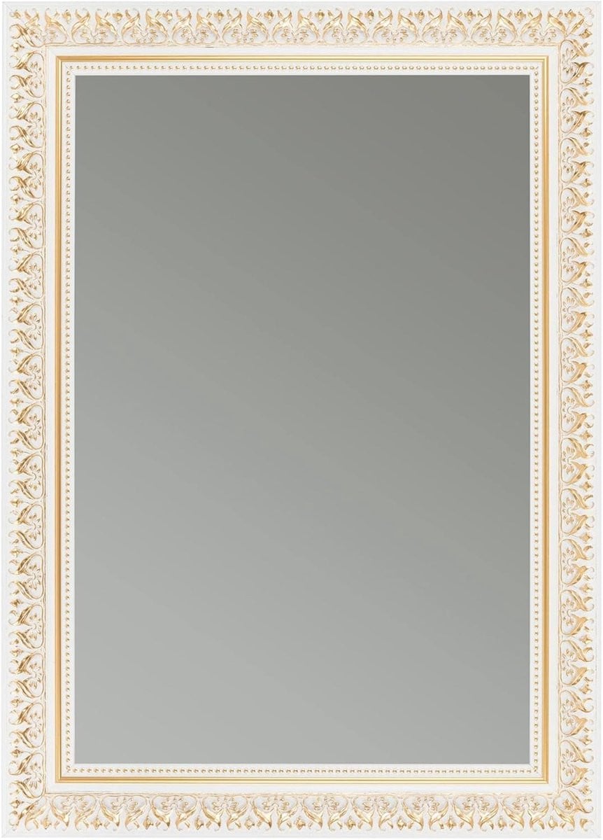 Clamaro Friedrich antieke wandspiegel wit goud met houten frame, B: 35 cm, H: 85 cm