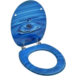 vidaXL Toilettensitz mit Deckel MDF Blau Wassertropfen-Design