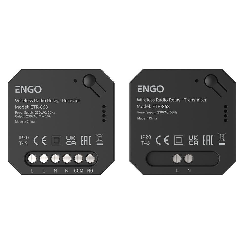 F&R Engo ETR-868 - przekaźnik bezprzewodowy, nadajnik+odbiornik, sterowany radiowo, 868Mhz, 230V (ETR-868)