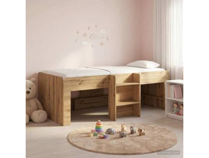 RJPLMFV Hochbettgestell für Kinder, Holz, Technik, 98,5 x 200 cm Mit integrierter Leiter, Aufbewahrung unter dem Bett, transparente TPE-Protektoren, modernes Design