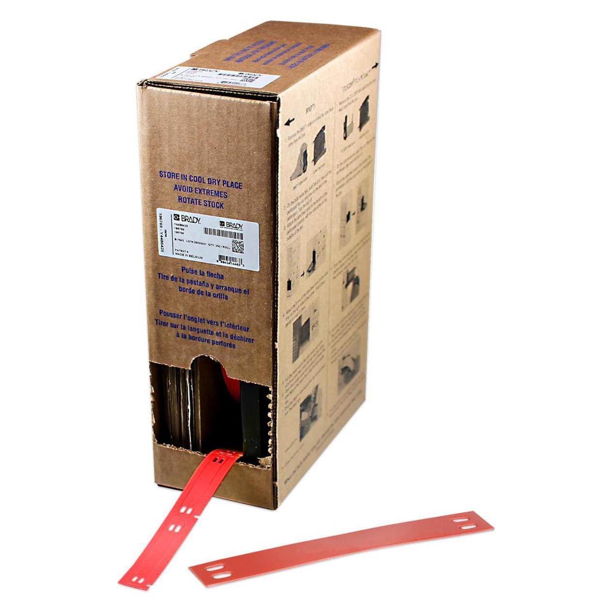 Brady BM71-10x75-7598-RD, Polyester, Rot, Glänzend, 10.00 x 75.00 mm, nicht klebend, Grossrolle (25 (BM-10X75-7598-RD)