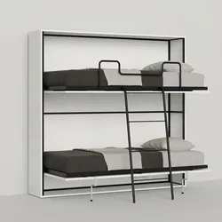 Itamoby Kando-Doppelbett in weißer Esche mit Matratze Klappbett