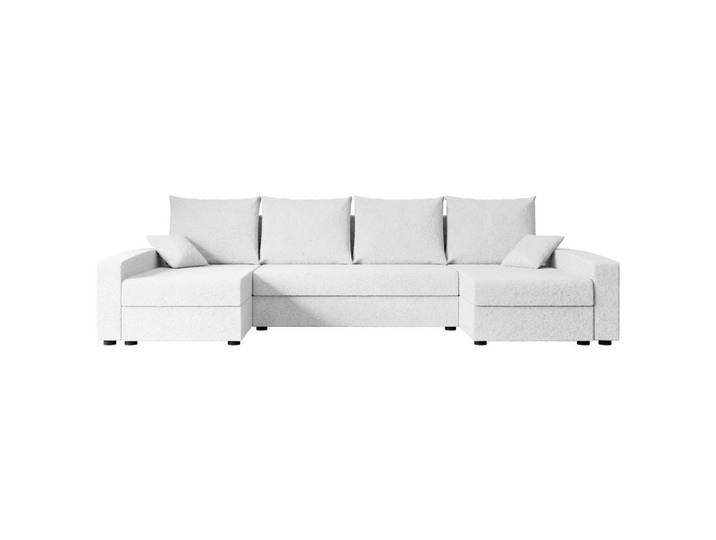 WOHNLANDSCHAFT mit Schlaffunktion und Bettkasten ALESIA-U 301x140x90 cm Weiß Bouclé