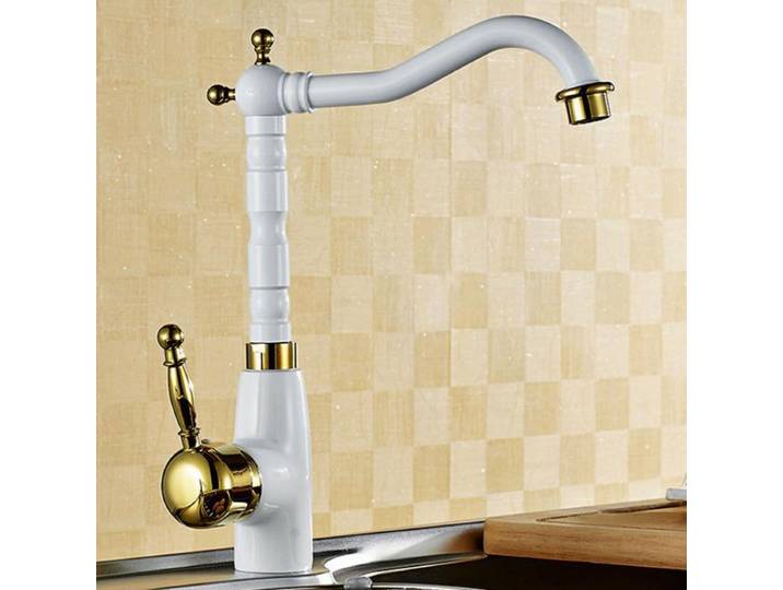 Robinet de cuisine en or blanc, robinet de salle de bains en laiton, robinet de cuisine Reco, robinet d'évier froid et chaud, robinet de comptoir