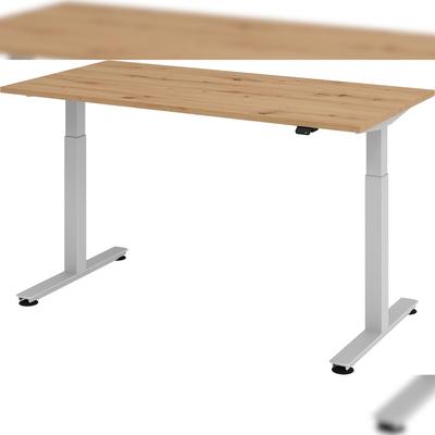 bümö elektrisch höhenverstellbarer Schreibtisch Asteiche 160x80 cm - Schreibtisch höhenverstellbar elektrisch, elektrischer Schreibtisch & Gaming