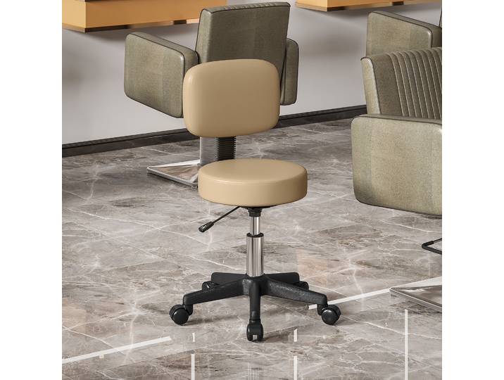 HOMCOM Tabouret Pivotant Réglable Dossier 72-84cm Bureau Marron