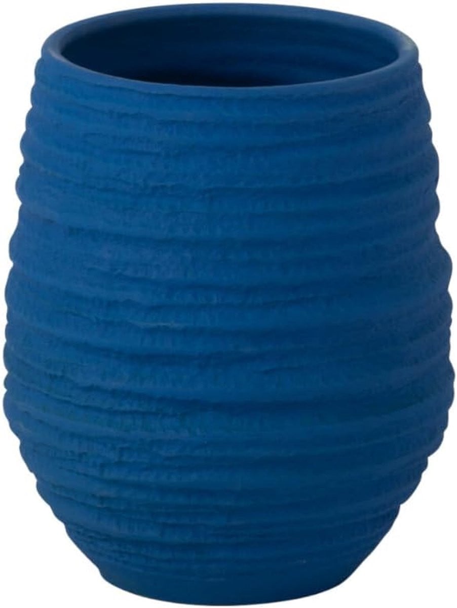 Handgemaakte blauwe keramische vaas voor het schikken van bloemen