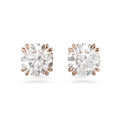 Paar Ohrstecker SWAROVSKI "Stilla Round Stern", rosa (roségoldfarben, kristallweiß), Ohrringe, Damen, Metall, mit Swarovski Kristall
