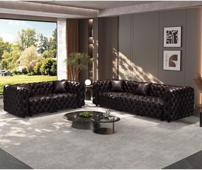 GDFStudio - Multi-Size Faux Leather 5-Seat Modular Sofa Set with Hand Tufted Design & 5 Pillows