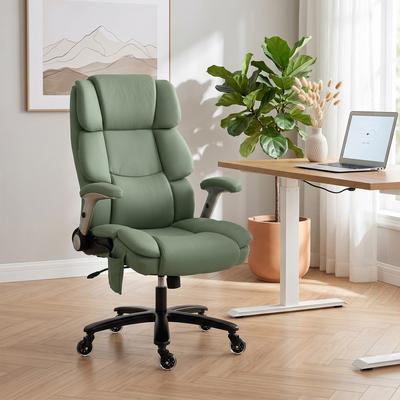 HOMCOM Heavy Duty Office Chair 400LBS with Airbag Lumbar Support, Pet-Friendly Fabric, Big and Tall Desk Chair