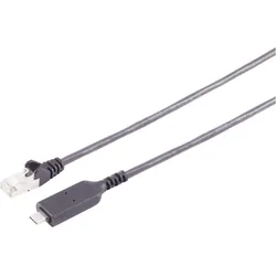 S-Impuls USB-C LAN adapter cable 1G, RJ45, PVC, black, 7.5m (USB-C), Netzwerk Adapter, Schwarz