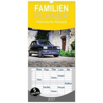Familienplaner 2027 - Historische Renault mit 5 Spalten (Wandkalender, 21 x 45 cm) CALVENDO
