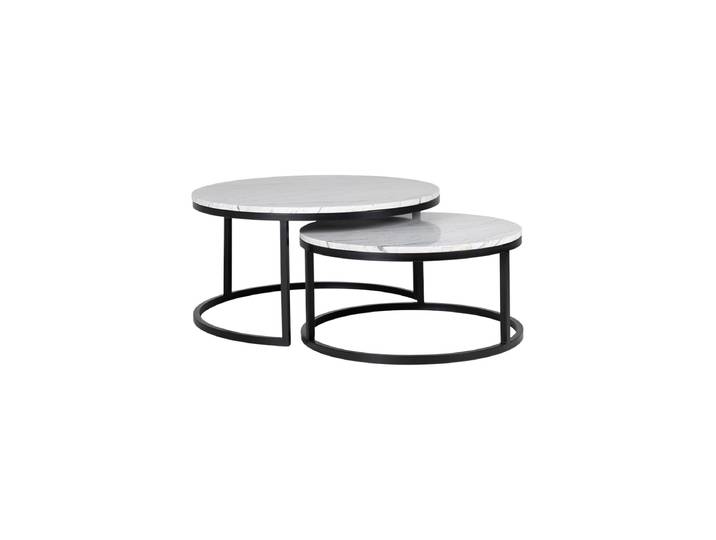 Design Couchtisch-Set „Lexington“ aus Carrara Marmor Weiß Richmond Interiors