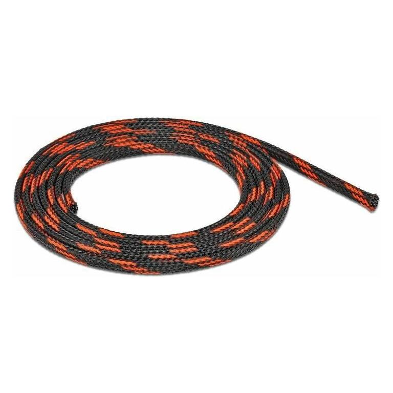 Delock Geflechtschlauch dehnbar 2 m x 6 mm schwarz-rot (Kabelschlauch, 200 cm) (20738)