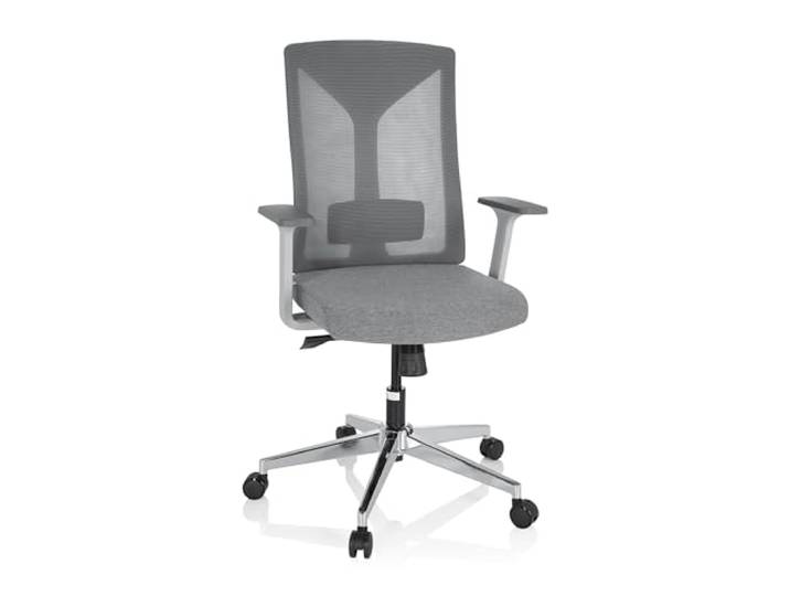 hjh OFFICE 751008 Profi Bürostuhl Halifax Stoff/Netz Grau Drehstuhl ergonomisch, Lordosenstütze verstellbar, Netzrücken