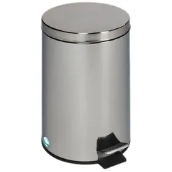 PROREGAL Robuster Tretabfallsammler mit Fußpedal & Inneneimer mit Griff | 12 Liter, HxBxT 40x25x25cm | Edelstahl | Silber | Mülleimer Abfalleimer
