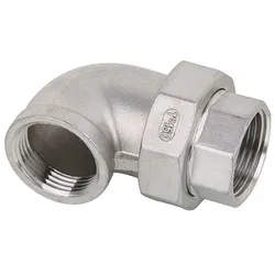 Edelstahl Winkelverschraubung flachdichtend V4A IG/IG - 1"