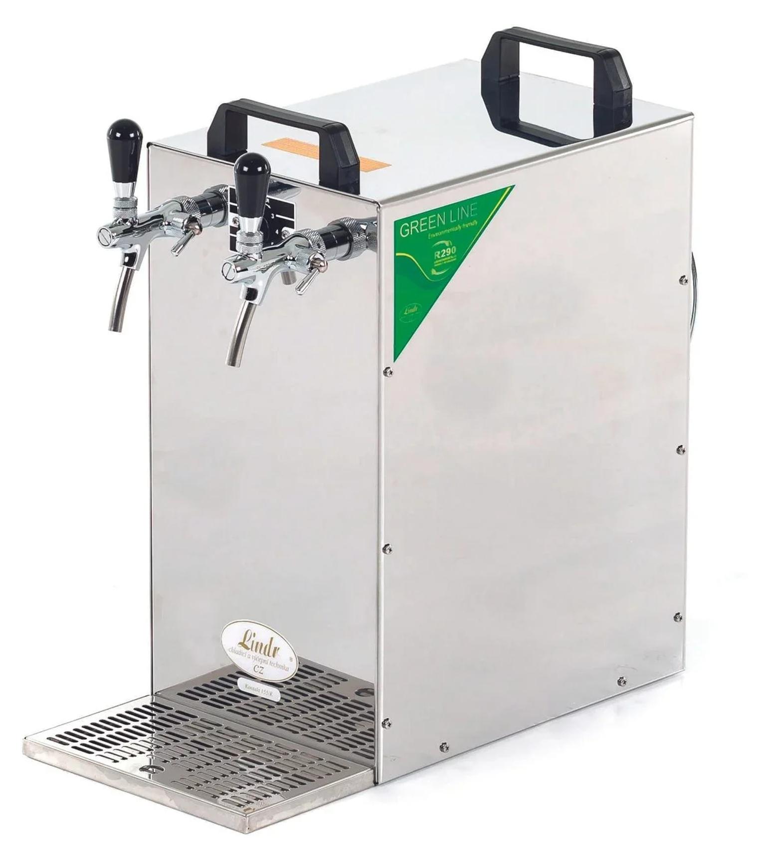 Bierzapfanlage Kontakt 155/K 2-leitig aus Edelstahl, 160 Liter pro Stunde, mit Membranpumpe, Dry-Cooling Technologie, Green Line