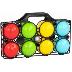 Idena Boule-Set Boccia-Set, 10-teilig, 8 Boule- & 1 Zielkugel mit Transporthalterung, aus Kunststoff