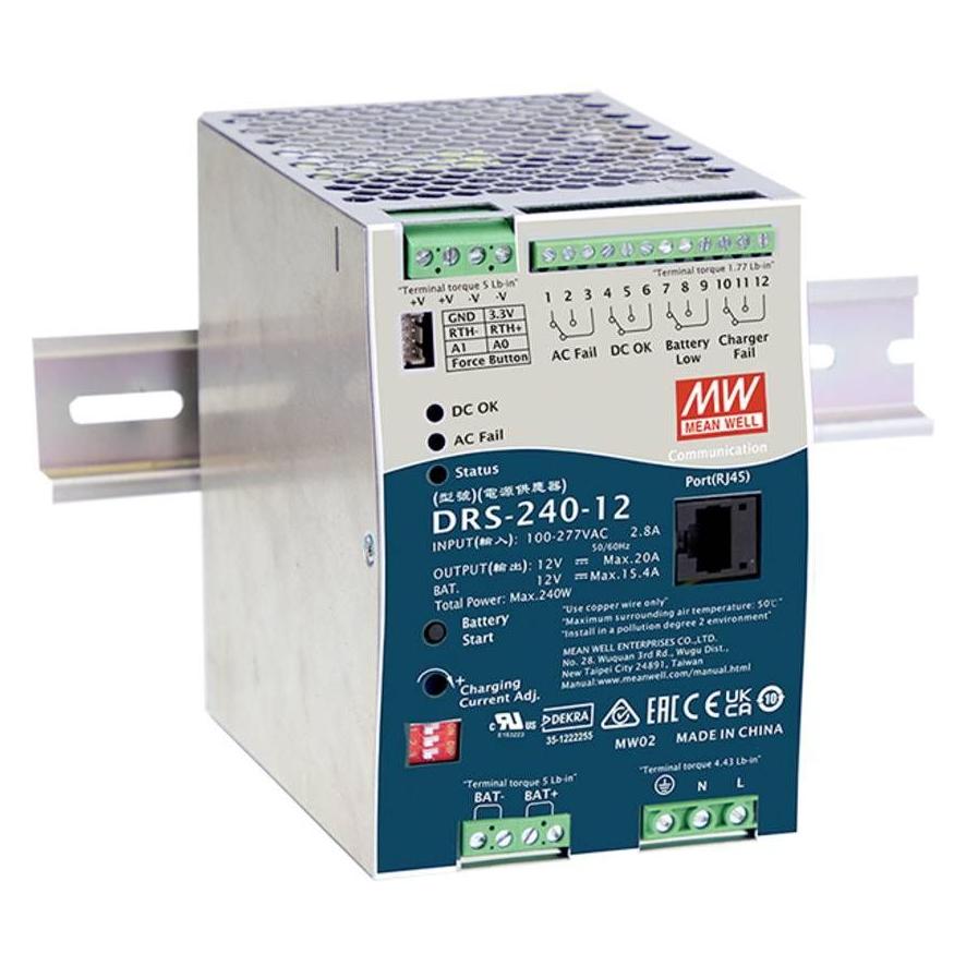 MeanWell Netzteil für DIN-Schiene, 92%, 24V, 10A, 240W, Einstellbar (DRS-240-24)