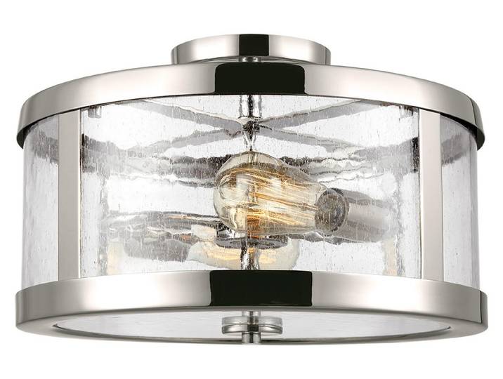 Harrow Zeitgenössischer Kronleuchter Poliertes Nickel Stahl Glas 2 Lichter E27