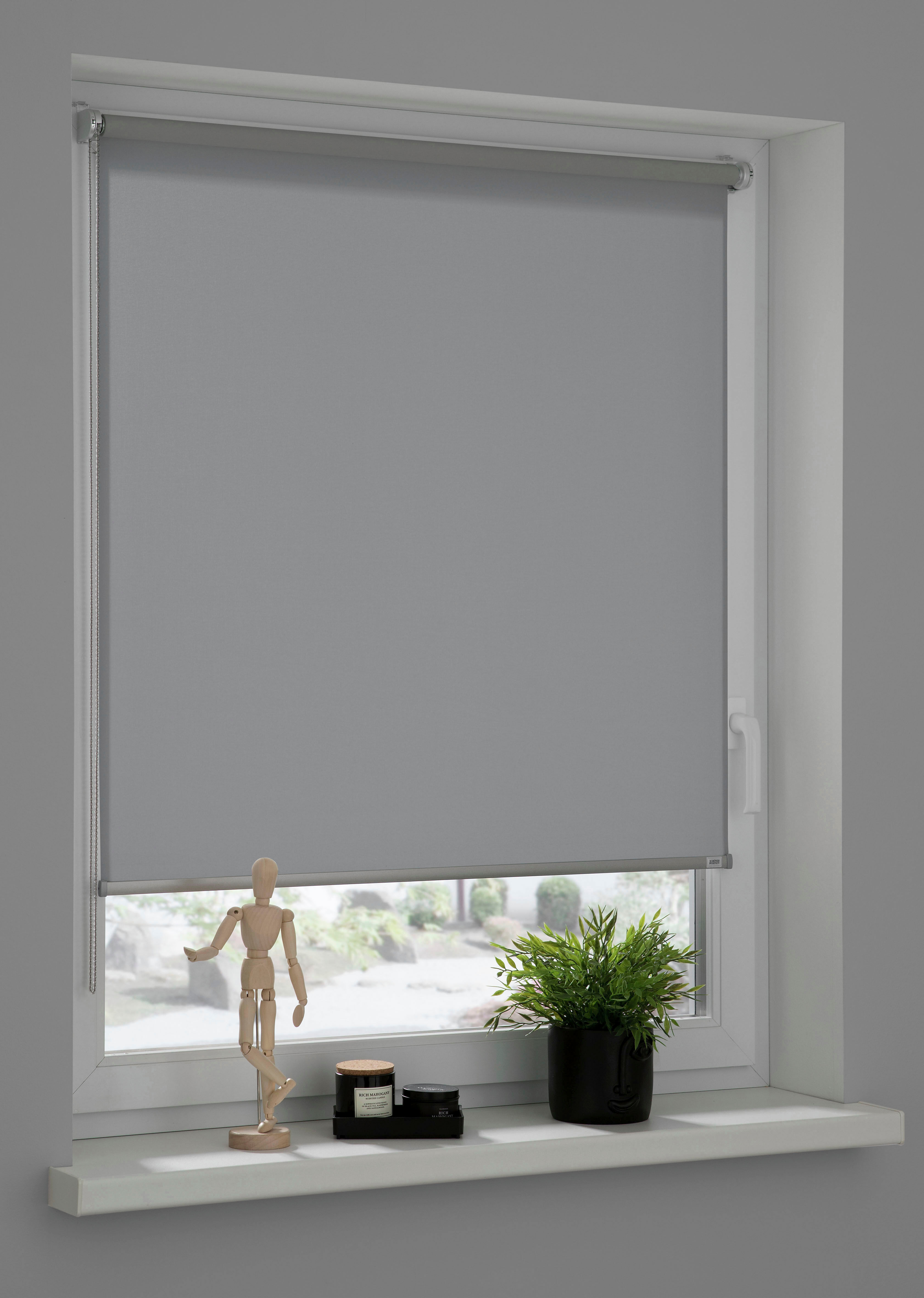 Seitenzugrollo "Tageslichtrollo Tizia", grau (anthrazit), B:100cm H:150cm, Polyester, SCHÖNER WOHNEN-KOLLEKTION, Rollos, Seitenzugrollo, geklebt, geklemmt, silberne oder weiße Rollo-Technik