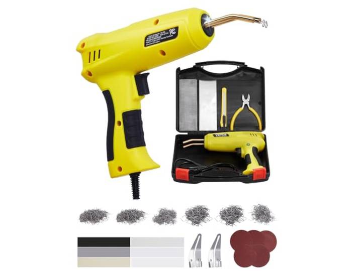 VEVOR Soudure Plastique\, 220 W\, Pistolet de Soudage Plastique 1200 Agrafes et 76 Tiges de Soudage\, Kit Réparation Professionnel Pare-chocs Voiture Lumière LED\, pour Kayak\, Jouets\, Fissure en Plastique