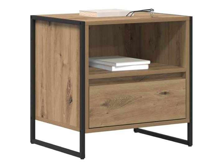 KTHLBRH Nachttisch 2 Stück Eiche Handwerk 50 x 39,5 x 50 cm Technisches Holz, 2 Schubladen, Stahlbeine, Industrie-Stil, Montage erforderlich