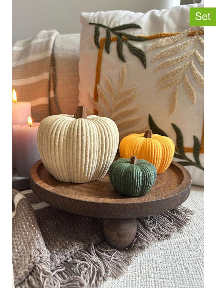 ABERTO DESIGN 3er-Set: Dekoobjekte in Creme/ Gelb/ Türkis - onesize